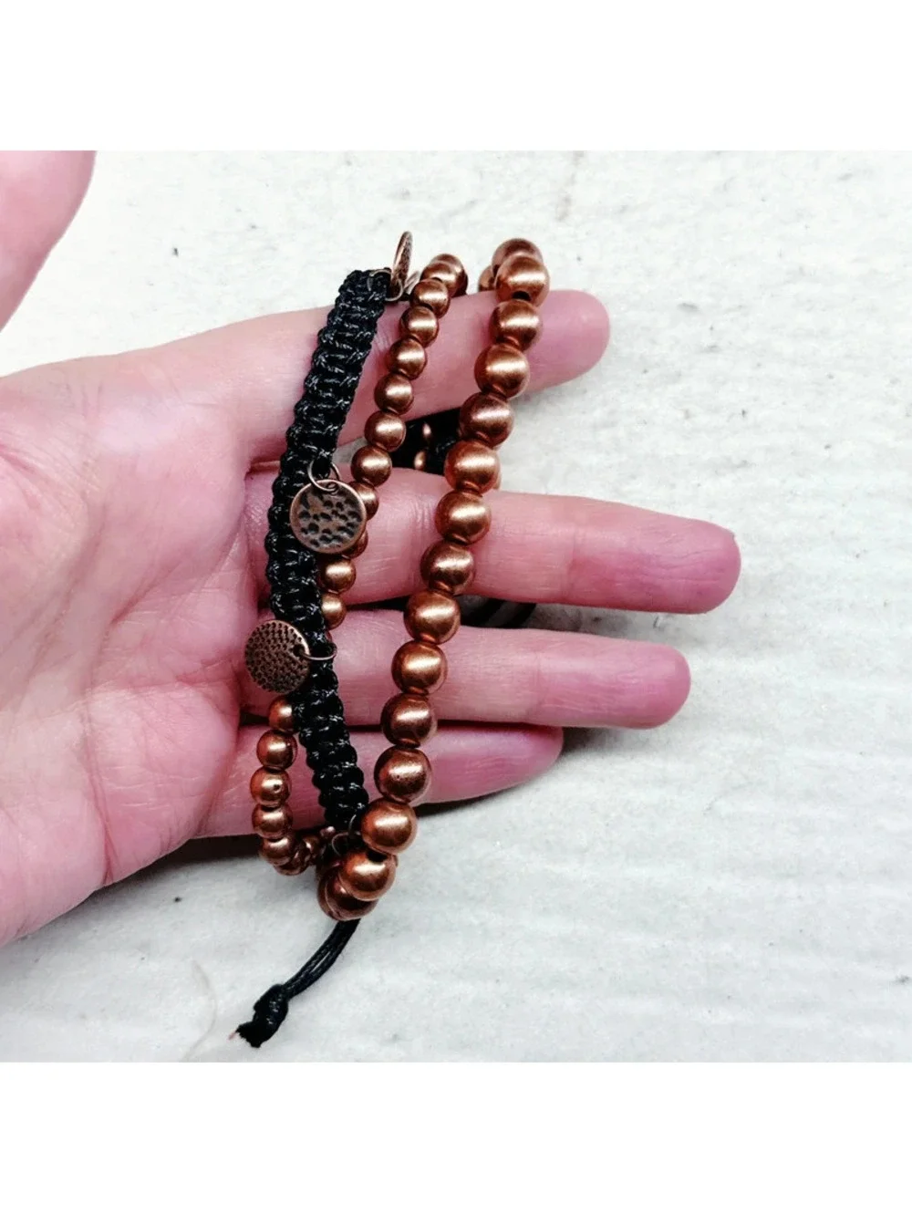 5354mc. Plastic Coppertone Adjustable Necklace